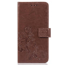 Lucky Clover Pressed Flowers Pattern Leather Case for OnePlus 6T, with Holder & Card Slots & Wallet & Hand Strap (Brown)