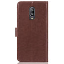 Lucky Clover Pressed Flowers Pattern Leather Case for OnePlus 6T, with Holder & Card Slots & Wallet & Hand Strap (Brown)