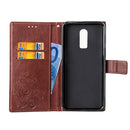 Lucky Clover Pressed Flowers Pattern Leather Case for OnePlus 6T, with Holder & Card Slots & Wallet & Hand Strap (Brown)
