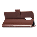Lucky Clover Pressed Flowers Pattern Leather Case for OnePlus 6T, with Holder & Card Slots & Wallet & Hand Strap (Brown)