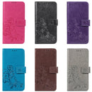 Lucky Clover Pressed Flowers Pattern Leather Case for OnePlus 6T, with Holder & Card Slots & Wallet & Hand Strap (Purple)