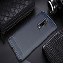 Brushed Texture Carbon Fiber Shockproof TPU Case for OnePlus 7 (Navy Blue)
