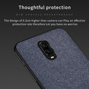 Shockproof Splicing PU + Cloth Protective Case for OnePlus 7 (Blue)