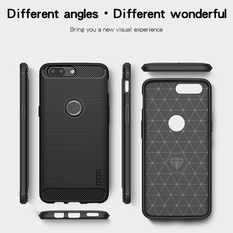 MOFI Brushed Texture Carbon Fiber Shockproof TPU Case for OnePlus 5T(Black)