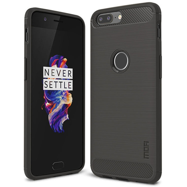 MOFI Brushed Texture Carbon Fiber Shockproof TPU Case for OnePlus 5T(Grey)