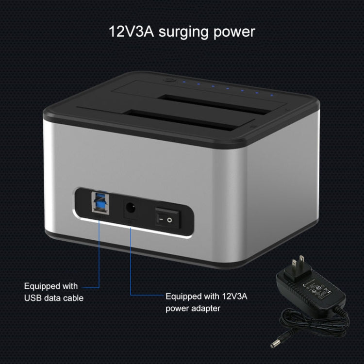 Blueendless 2.5 / 3.5 inch SATA USB 3.0 2 Bay Offline Copy Hard Drive Dock (EU Plug)