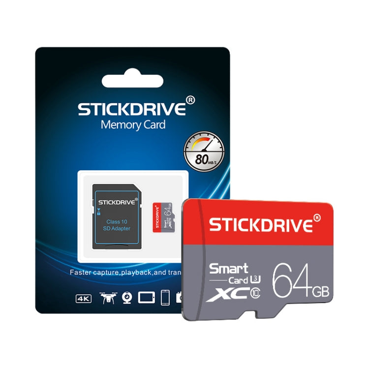STICKDRIVE 64GB U3 Red and Grey TF(Micro SD) Memory Card