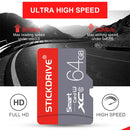STICKDRIVE 128GB U3 Red and Grey TF(Micro SD) Memory Card