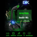 GK Desktop Omnidirectional USB Wired Dual Mic Condenser Microphone, Built-in Sound Card, Compatible with PC / Mac for Live Broadcast, Show, KTV, etc.