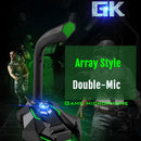 GK Desktop 3.5mm Wired Dual Mic Condenser Microphone, Compatible with PC / Mac for Live Broadcast, Show, KTV, etc.(Black+green)
