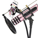 BGN-C7 Condenser Microphone Dual Mobile Phone Karaoke Live Singing Microphone Built-in Sound Card(Pink)