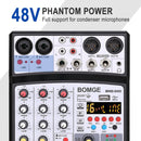 BMG-40F 4-channel Bluetooth USB Mini Mixer Sound Card, US Plug (White)