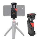 Fotopro SJ-89 Carbon Fiber Texture Tripod Mount Adapter Phone Clamp Bracket with Cold Shoe(Black)