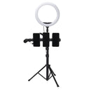 Fotopro SJ-89 Carbon Fiber Texture Tripod Mount Adapter Phone Clamp Bracket with Cold Shoe(Black)