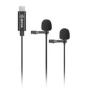 BOYA BY-M3D Type-C / USB-C Interface Omnidirectional Lavalier Bimitral Head Digital Microphone, Length: 6m (Black)
