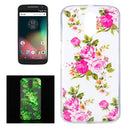 For Motorola Moto G4 Noctilucent Rose Flower Pattern IMD Workmanship Soft TPU Back Cover Case