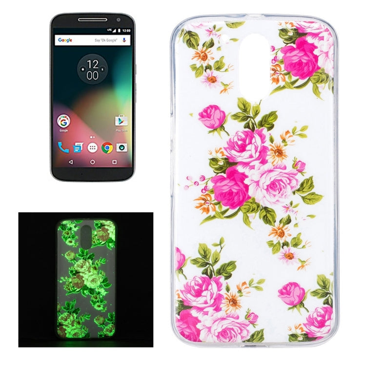 For Motorola Moto G4 Noctilucent Rose Flower Pattern IMD Workmanship Soft TPU Back Cover Case