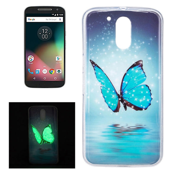 For Motorola Moto G4 Noctilucent Butterfly Pattern IMD Workmanship Soft TPU Back Cover Case