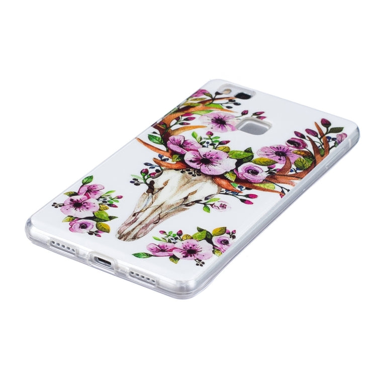 For Huawei P9 Lite Noctilucent Sika Deer Pattern IMD Workmanship Soft TPU Back Cover Case