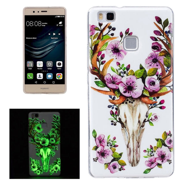For Huawei P9 Lite Noctilucent Sika Deer Pattern IMD Workmanship Soft TPU Back Cover Case