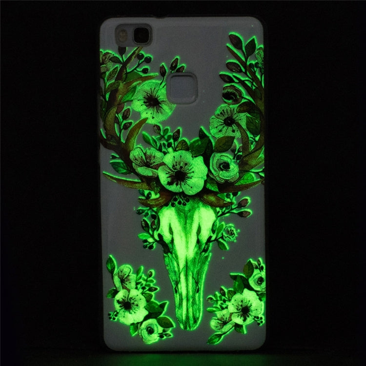 For Huawei P9 Lite Noctilucent Sika Deer Pattern IMD Workmanship Soft TPU Back Cover Case