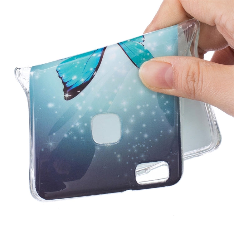 For Huawei P9 Lite Noctilucent Butterfly Pattern IMD Workmanship Soft TPU Back Cover Case