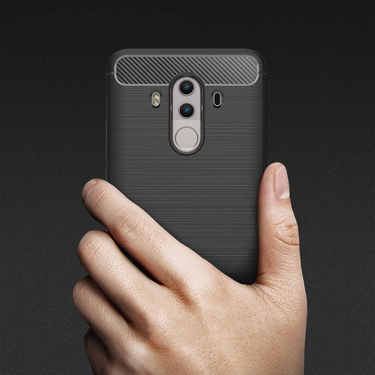 For Huawei Mate 10 Pro Brushed Texture Carbon Fiber Shockproof TPU Rugged Armor Protective Case (Black)