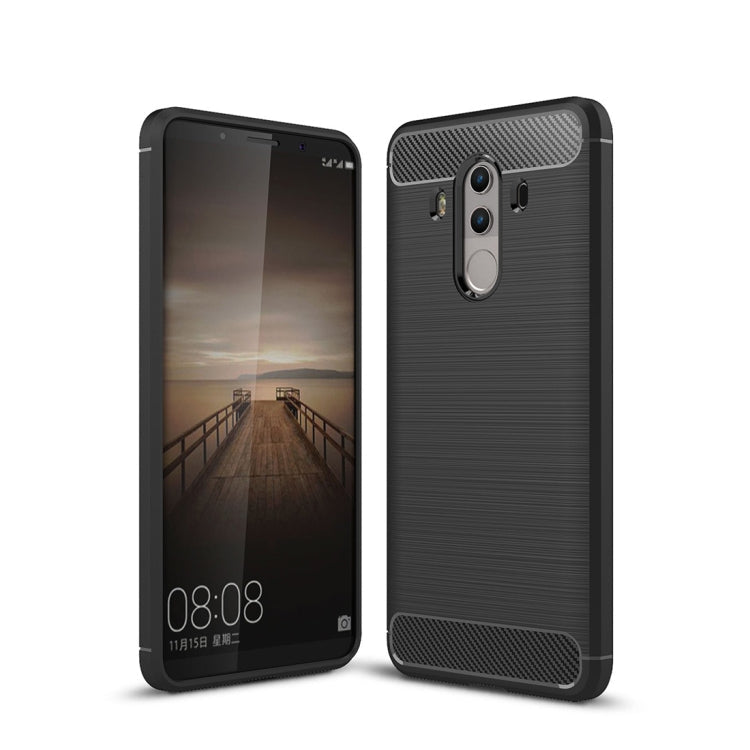 For Huawei Mate 10 Pro Brushed Texture Carbon Fiber Shockproof TPU Rugged Armor Protective Case (Black)