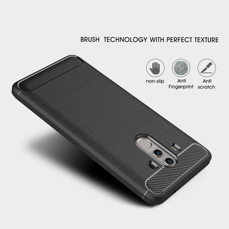 For Huawei Mate 10 Pro Brushed Texture Carbon Fiber Shockproof TPU Rugged Armor Protective Case (Red)