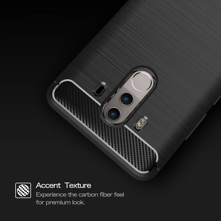 For Huawei Mate 10 Pro Brushed Texture Carbon Fiber Shockproof TPU Rugged Armor Protective Case (Red)