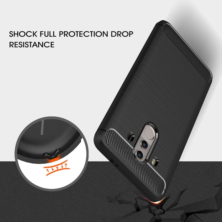 For Huawei Mate 10 Pro Brushed Texture Carbon Fiber Shockproof TPU Rugged Armor Protective Case (Red)
