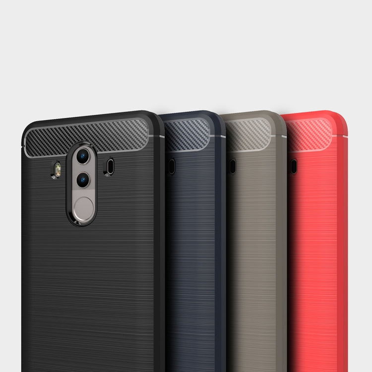 For Huawei Mate 10 Pro Brushed Texture Carbon Fiber Shockproof TPU Rugged Armor Protective Case (Red)