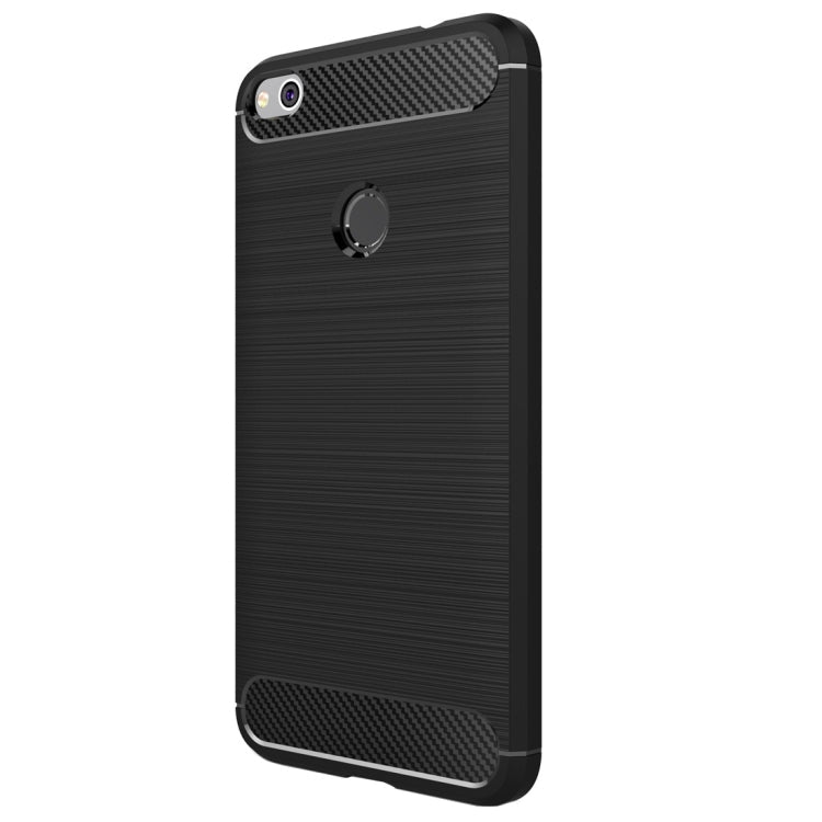 For Huawei P8 Lite (2017) Brushed Carbon Fiber Texture Shockproof TPU Protective Case(Black)
