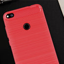 For Huawei P8 Lite (2017) Brushed Carbon Fiber Texture Shockproof TPU Protective Case(Red)