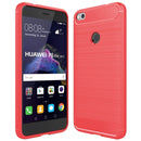 For Huawei P8 Lite (2017) Brushed Carbon Fiber Texture Shockproof TPU Protective Case(Red)