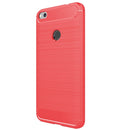 For Huawei P8 Lite (2017) Brushed Carbon Fiber Texture Shockproof TPU Protective Case(Red)