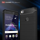 For Huawei P8 Lite (2017) Brushed Carbon Fiber Texture Shockproof TPU Protective Case(Red)