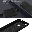 For Huawei P8 Lite (2017) Brushed Carbon Fiber Texture Shockproof TPU Protective Case(Red)