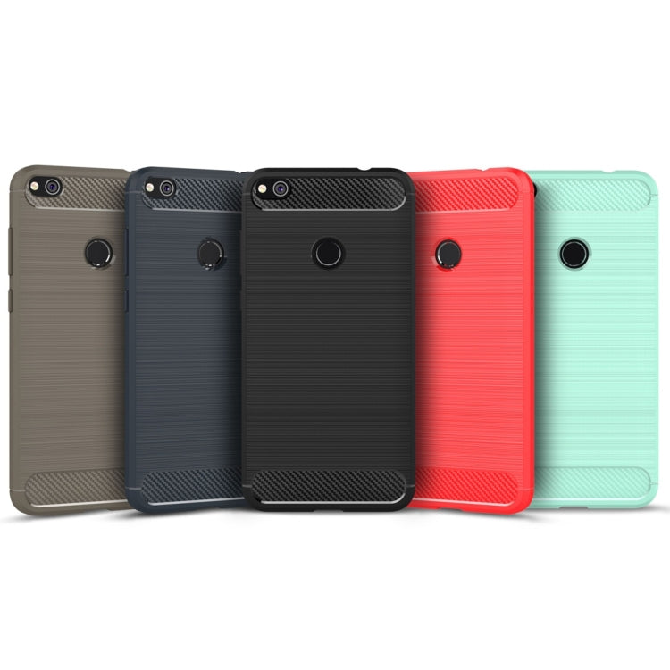For Huawei P8 Lite (2017) Brushed Carbon Fiber Texture Shockproof TPU Protective Case(Red)