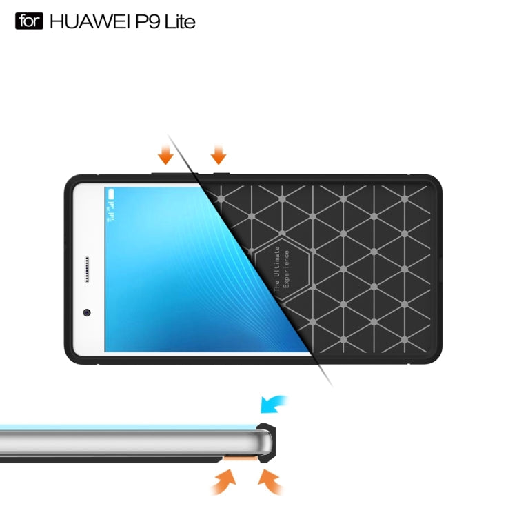 For Huawei P9 Lite Brushed Texture Fiber TPU Rugged Armor Protective Case(Red)