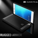 For Huawei P9 Lite Brushed Texture Fiber TPU Rugged Armor Protective Case(Red)