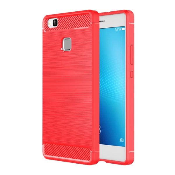 For Huawei P9 Lite Brushed Texture Fiber TPU Rugged Armor Protective Case(Red)