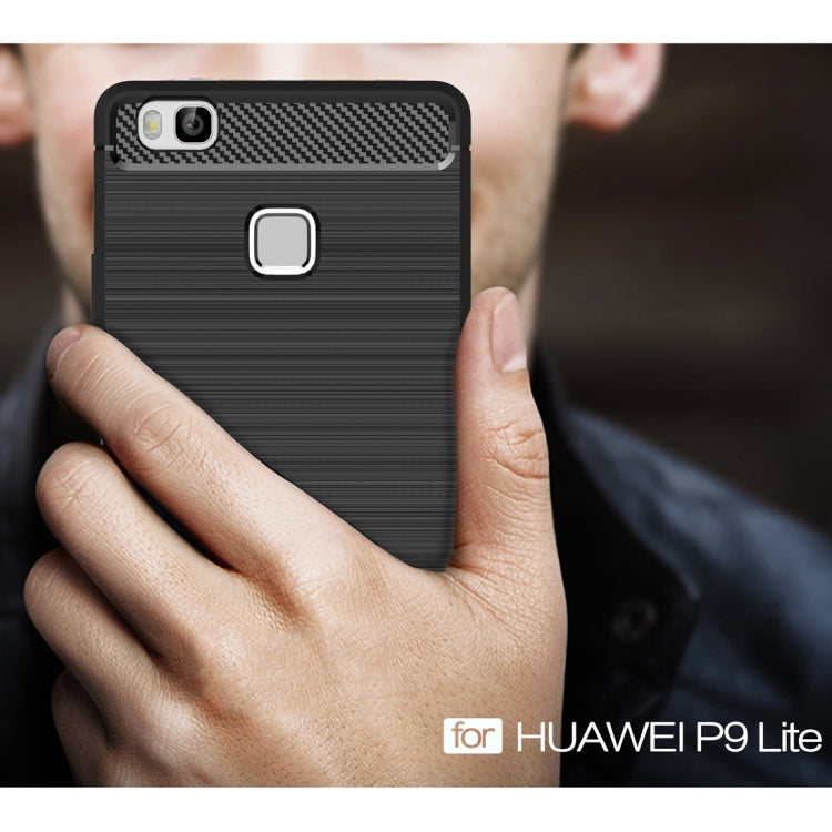 For Huawei P9 Lite Brushed Texture Fiber TPU Rugged Armor Protective Case(Red)