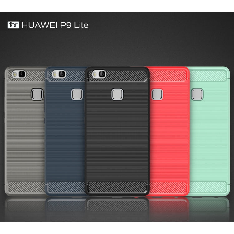 For Huawei P9 Lite Brushed Texture Fiber TPU Rugged Armor Protective Case(Red)