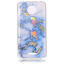 For Motorola Moto C Blue Gold Marble Pattern Soft TPU Protective Back Cover Case