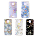 For Motorola Moto C Blue Gold Marble Pattern Soft TPU Protective Back Cover Case