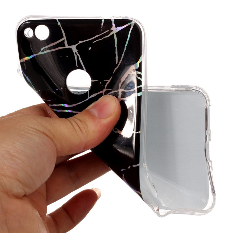 For Huawei P8 Lite (2017) Black Gold Marble Pattern Soft TPU Protective Back Cover Case