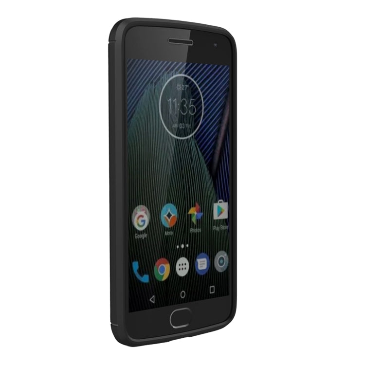 For Motorola Moto G5 Plus Brushed Carbon Fiber Texture Shockproof TPU Protective Cover Case(Black)