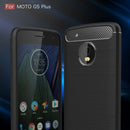 For Motorola Moto G5 Plus Brushed Carbon Fiber Texture Shockproof TPU Protective Cover Case(Black)