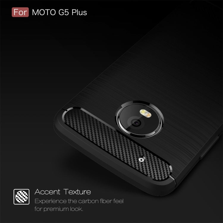 For Motorola Moto G5 Plus Brushed Carbon Fiber Texture Shockproof TPU Protective Cover Case(Black)